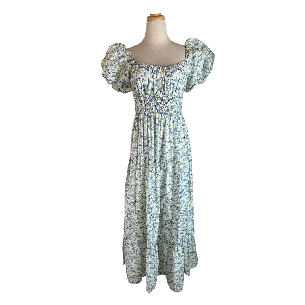 ASTR The Label Florentina Floral Tiered Maxi Dress Women M Blue NWOT - Picture 4 of 10